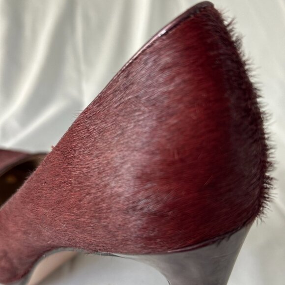 BCBGeneration Tinas2 Heels Burgundy Red Maroon Platform Women’s Sz 7.5B Faux Fur - Picture 14 of 15